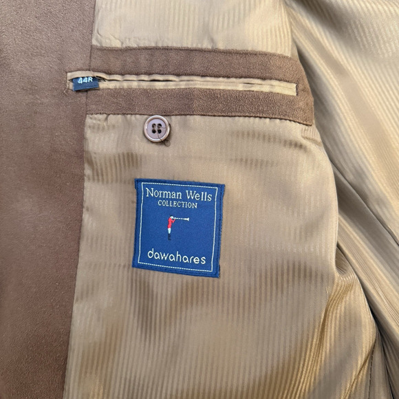 Norman Wells Collection Dawahares Polysuede Polyester Sport Coat 44R Brown - Picture 7 of 16